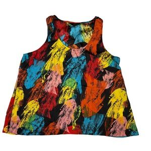 Jack by BB Dakota Womens L Abstract Print Tank Top Colorful Artsy Festival Y2K